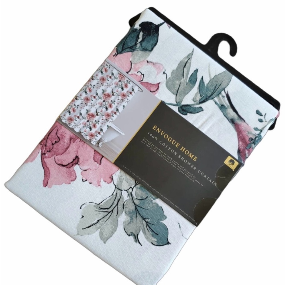 Envogue Home Floral Fabric Shower Curtain 72 x 72 Brand New